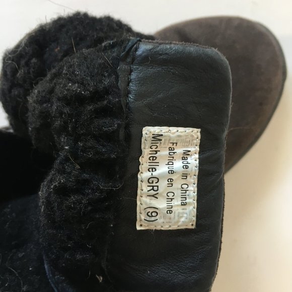 Michelle Dark Gray Black Winter Faux Fur Suede Warm Snow Boots Size 9 Zipper - Picture 10 of 12